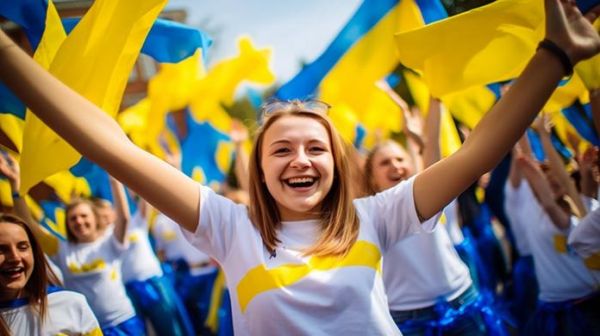 Во Франкфурте представители украинских беженцев приветствовали национальную сборную по футболу